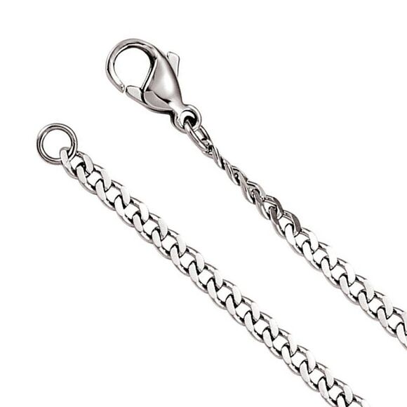 3.2mm Stainless Steel Diamond Cut Solid Curb Chain Necklace 20 Inch